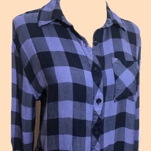 Blue-purple flannel. size L. great condition.